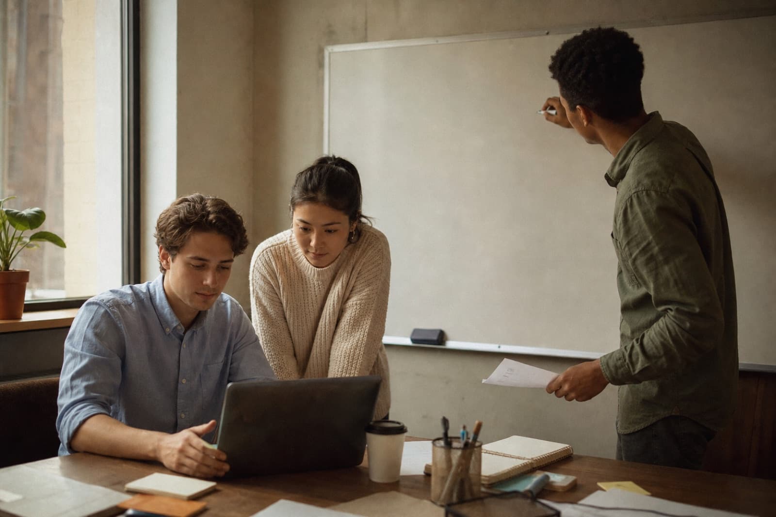 University interns collaborating on a project in a UK business